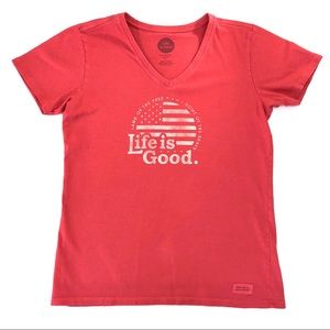 Life is Good Women’s American Flag Crusher Tee Top